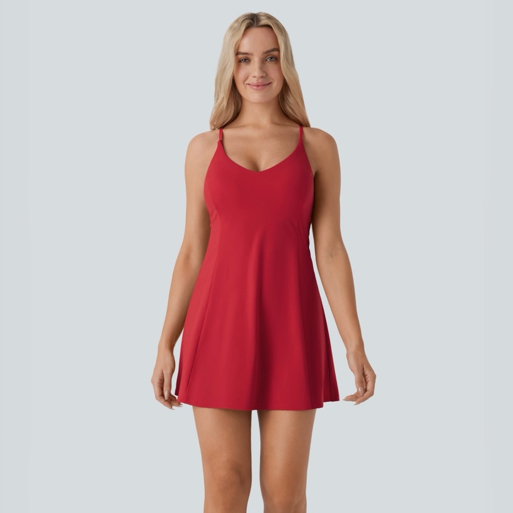 Halara Racerback Flare Mini Dance Active Dress Easy Peezy
Edition Salsa Red L - Picture 2 of 7